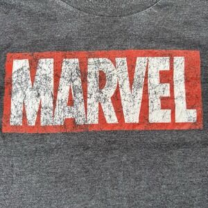 CLASSIC MARVEL T Shirt  RED BOX FADED LOGO CHARCOAL GRAY SIZE XL See Pics